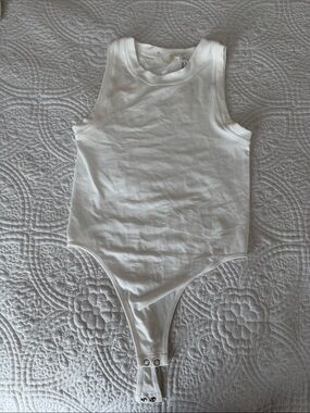 Kids White Ribbed One-Piece Bodysuit